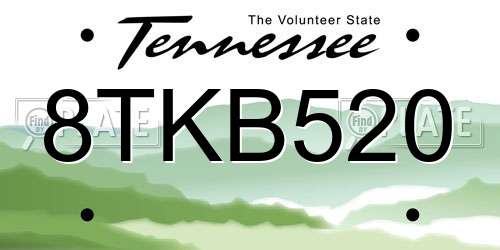 8TKB520 Tennessee License Plate