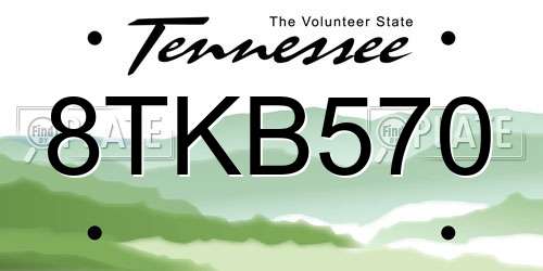 8TKB570 Tennessee License Plate