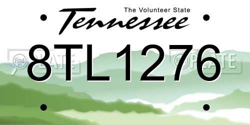 8TL1276 Tennessee License Plate