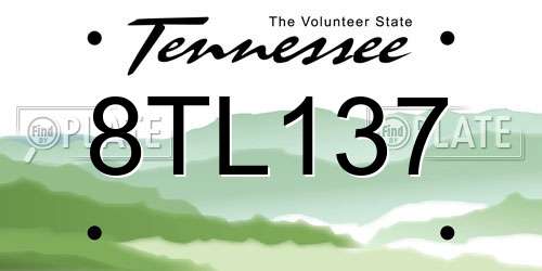 8TL137 Tennessee License Plate