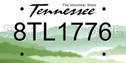8TL1776 Tennessee License Plate