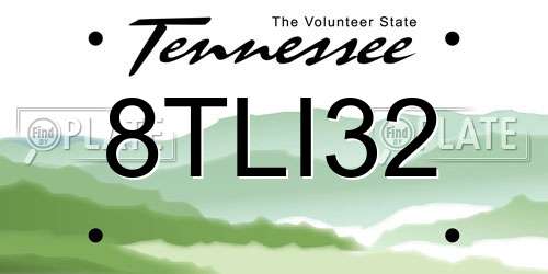 8TLI32 Tennessee License Plate