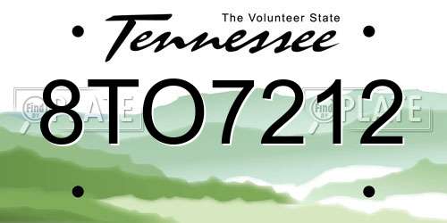 8TO7212 Tennessee License Plate