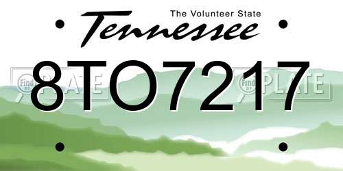 8TO7217 Tennessee License Plate