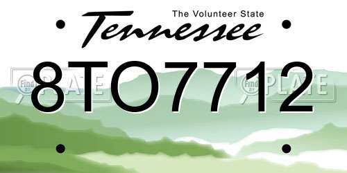 8TO7712 Tennessee License Plate