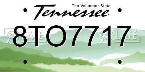 8TO7717 Tennessee License Plate