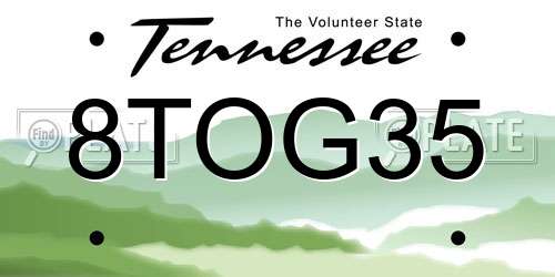 8TOG35 Tennessee License Plate