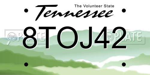 8TOJ42 Tennessee License Plate