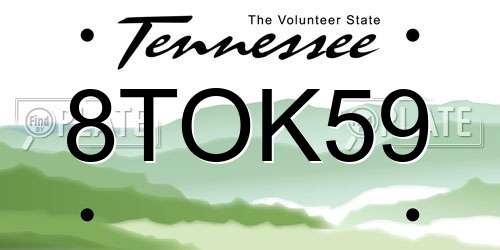 8TOK59 Tennessee License Plate