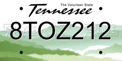 8TOZ212 Tennessee License Plate