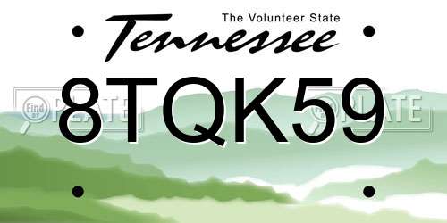 8TQK59 Tennessee License Plate