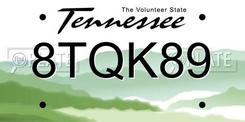 8TQK89 Tennessee License Plate