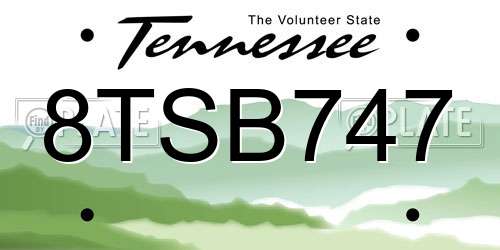 8TSB747 Tennessee License Plate