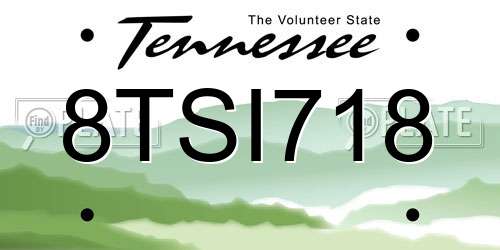 8TSI718 Tennessee License Plate