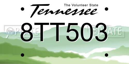 8TT503 Tennessee License Plate