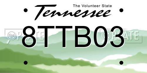 8TTB03 Tennessee License Plate