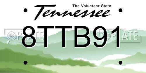 8TTB91 Tennessee License Plate