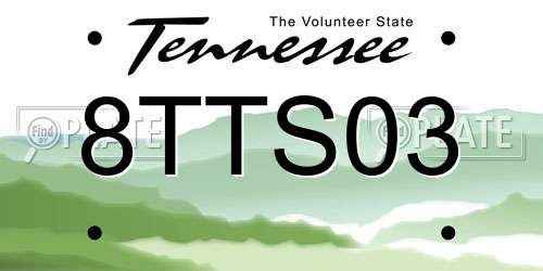 8TTS03 Tennessee License Plate