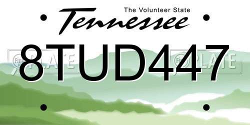 8TUD447 Tennessee License Plate