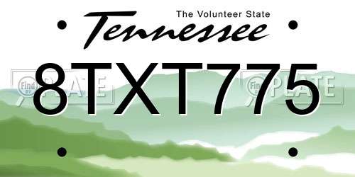 8TXT775 Tennessee License Plate