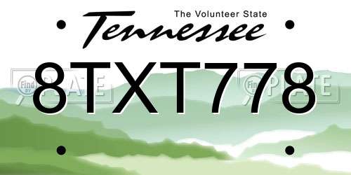 8TXT778 Tennessee License Plate