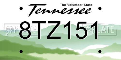 8TZ151 Tennessee License Plate