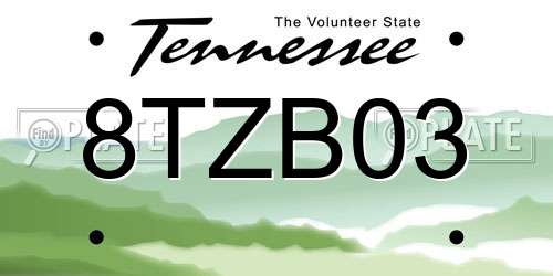 8TZB03 Tennessee License Plate