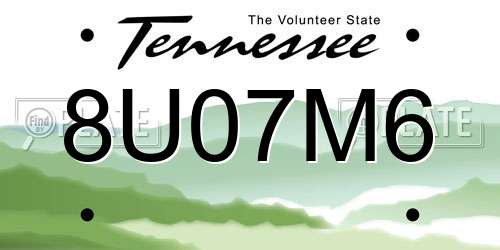 8U07M6 Tennessee License Plate