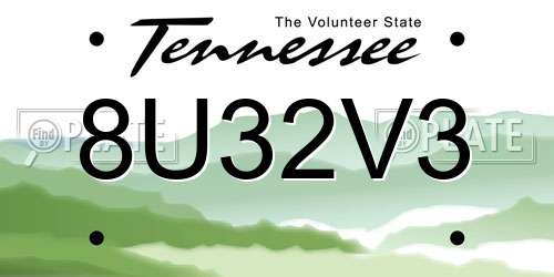 8U32V3 Tennessee License Plate