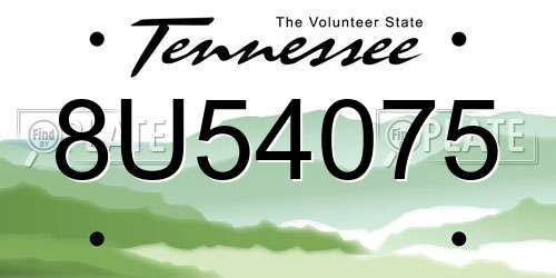 8U54075 Tennessee License Plate
