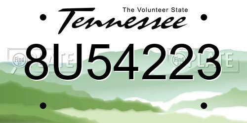 8U54223 Tennessee License Plate