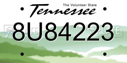 8U84223 Tennessee License Plate