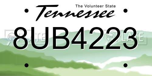 8UB4223 Tennessee License Plate