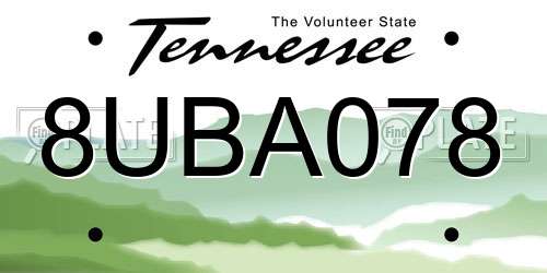 8UBA078 Tennessee License Plate