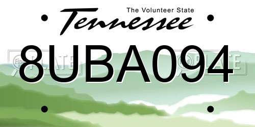 8UBA094 Tennessee License Plate