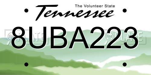 8UBA223 Tennessee License Plate