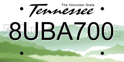 8UBA700 Tennessee License Plate
