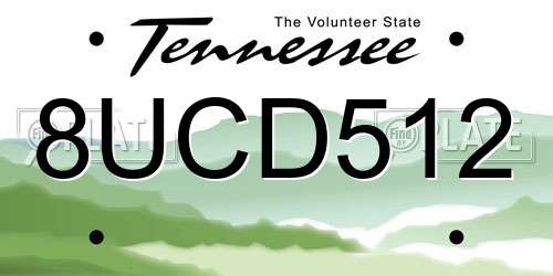 8UCD512 Tennessee License Plate