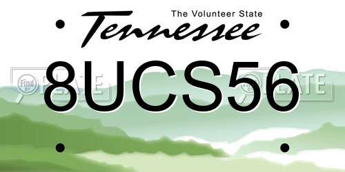 8UCS56 Tennessee License Plate