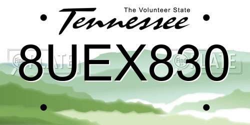 8UEX830 Tennessee License Plate