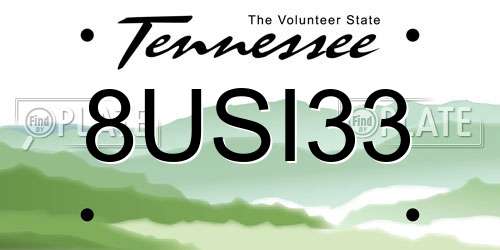 8USI33 Tennessee License Plate
