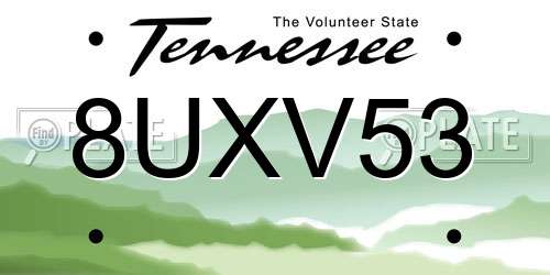 8UXV53 Tennessee License Plate