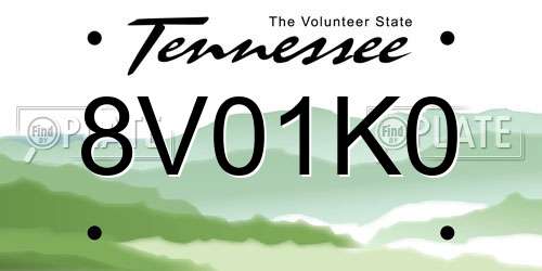 8V01K0 Tennessee License Plate