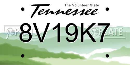 8V19K7 Tennessee License Plate