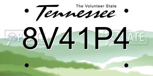 8V41P4 Tennessee License Plate