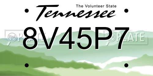 8V45P7 Tennessee License Plate