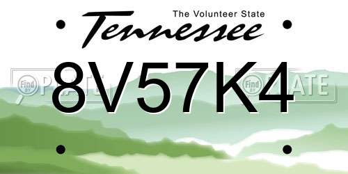 8V57K4 Tennessee License Plate
