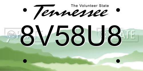 8V58U8 Tennessee License Plate