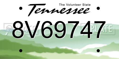 8V69747 Tennessee License Plate