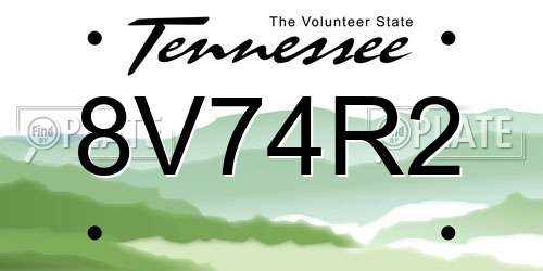 8V74R2 Tennessee License Plate